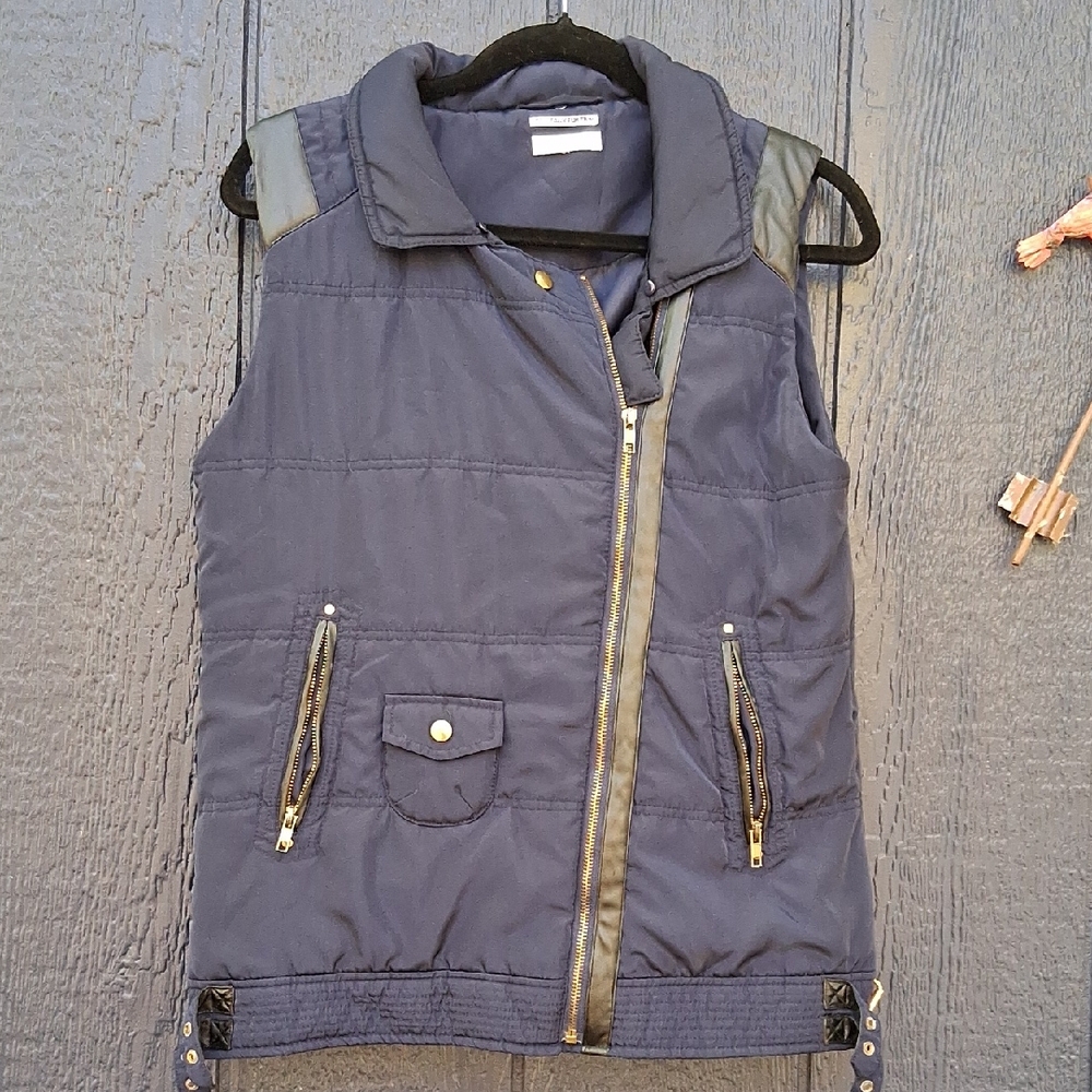 Navy Women's Vest with Gray Accents